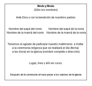 texto para invitaciones de boda panorama